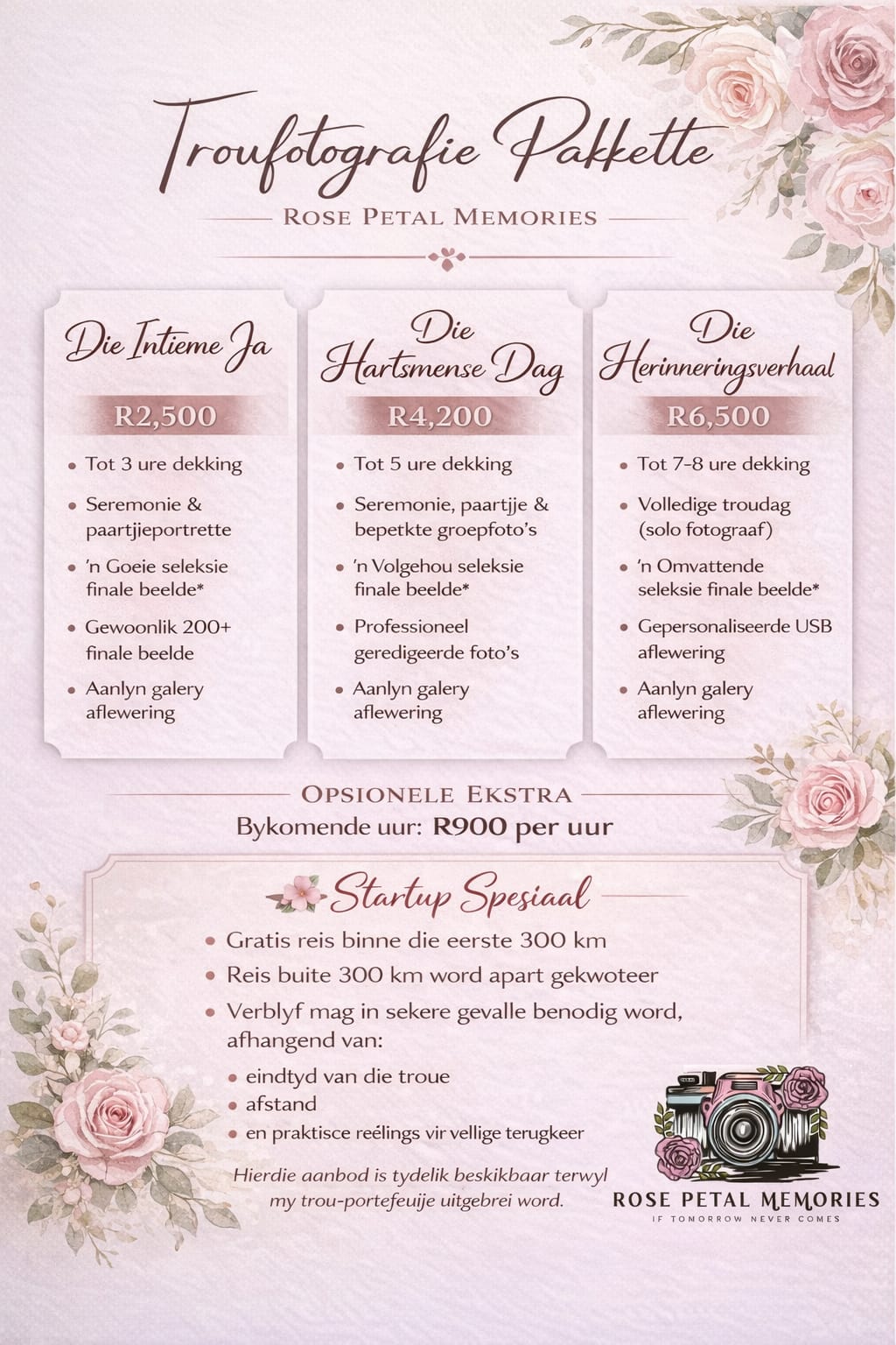 Wedding photography packages brochure